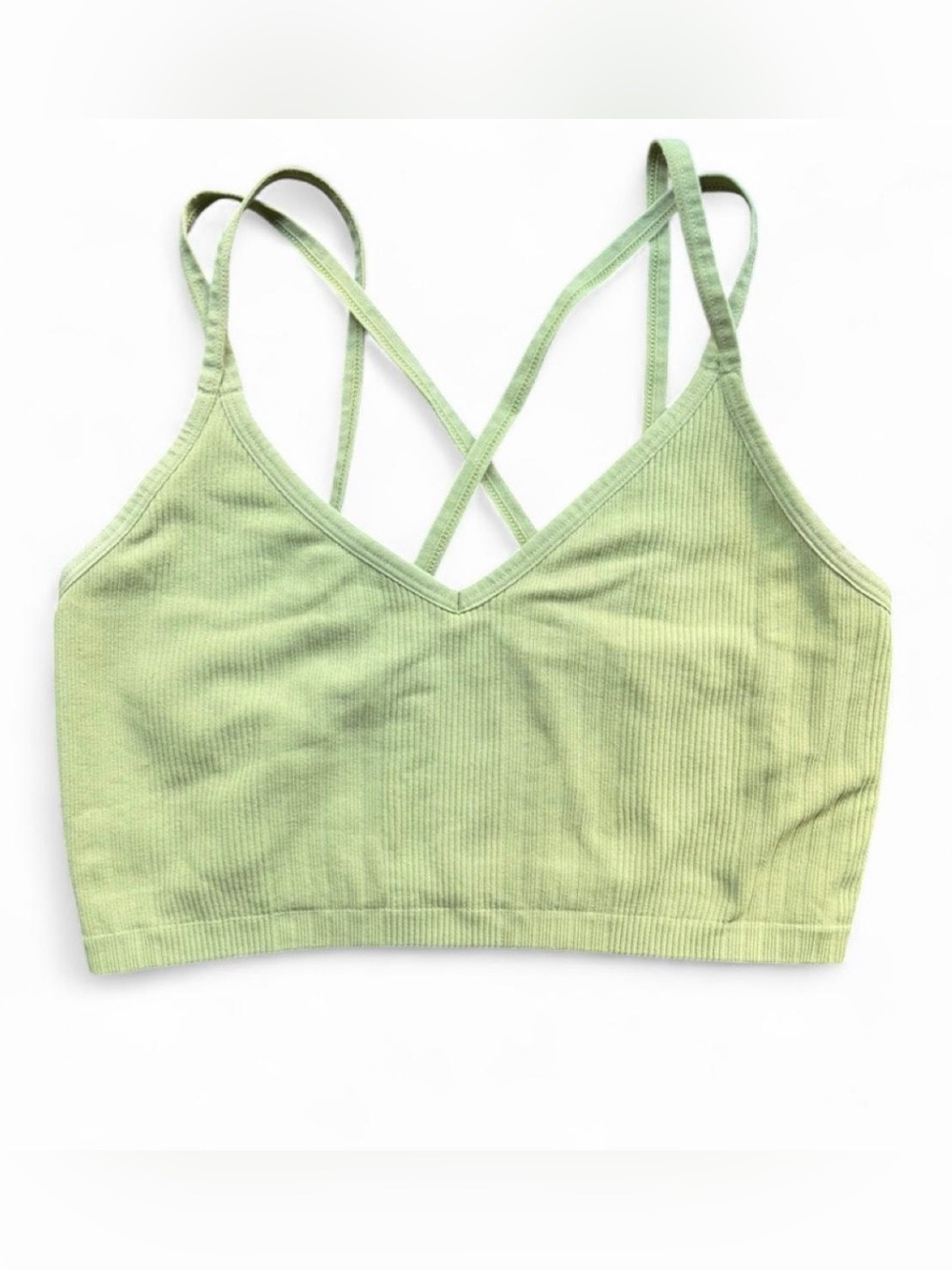 Aerie Sage Green Ribbed Strappy Bralette in Sz. M.